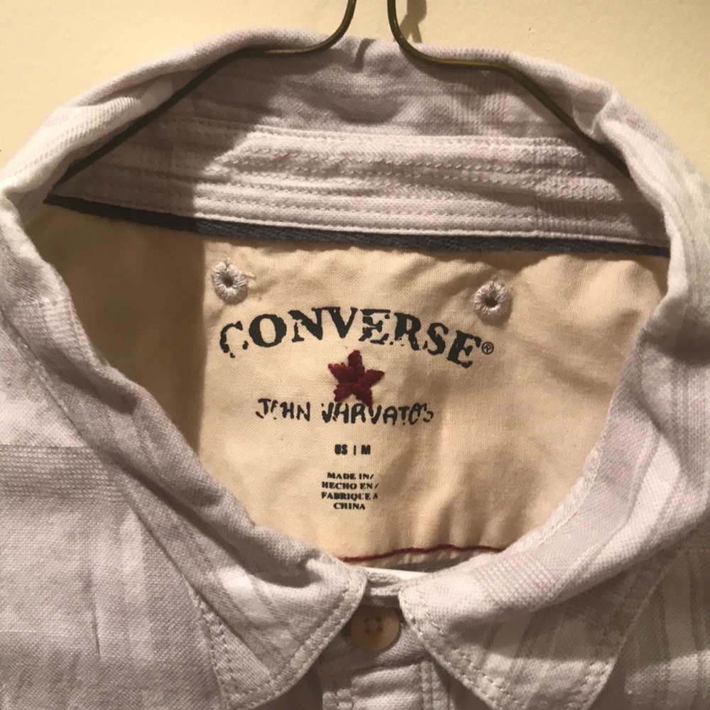 Converse casual shirt gray white plaid Medium